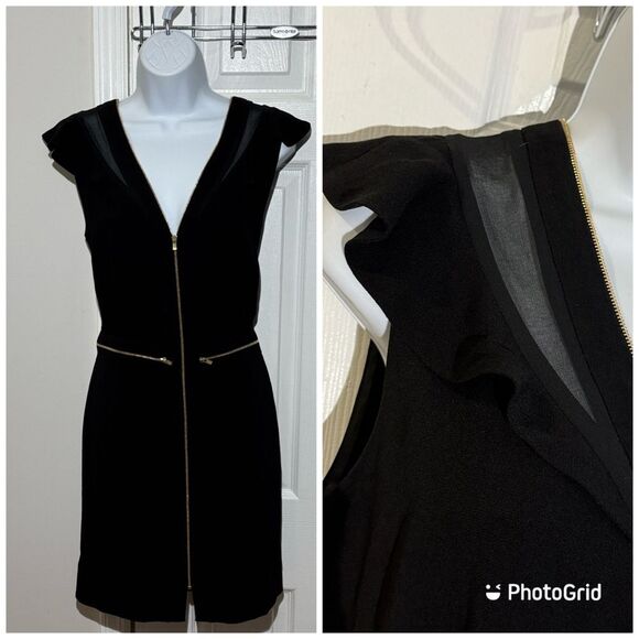 NWT Sandro Paris Roucoule Exposed Zipper Flutter Sleeve Dress size 2 - Picture 1 of 15